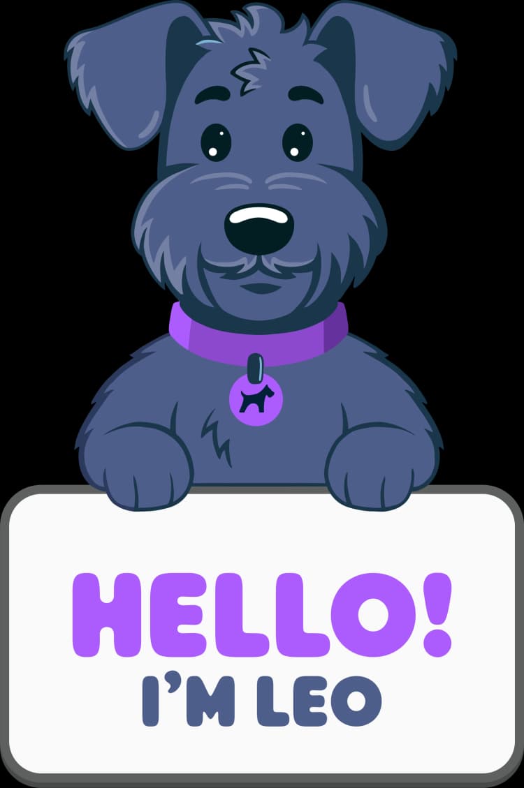 Leo, FetchData's mascot, named after Ben's childhood dog